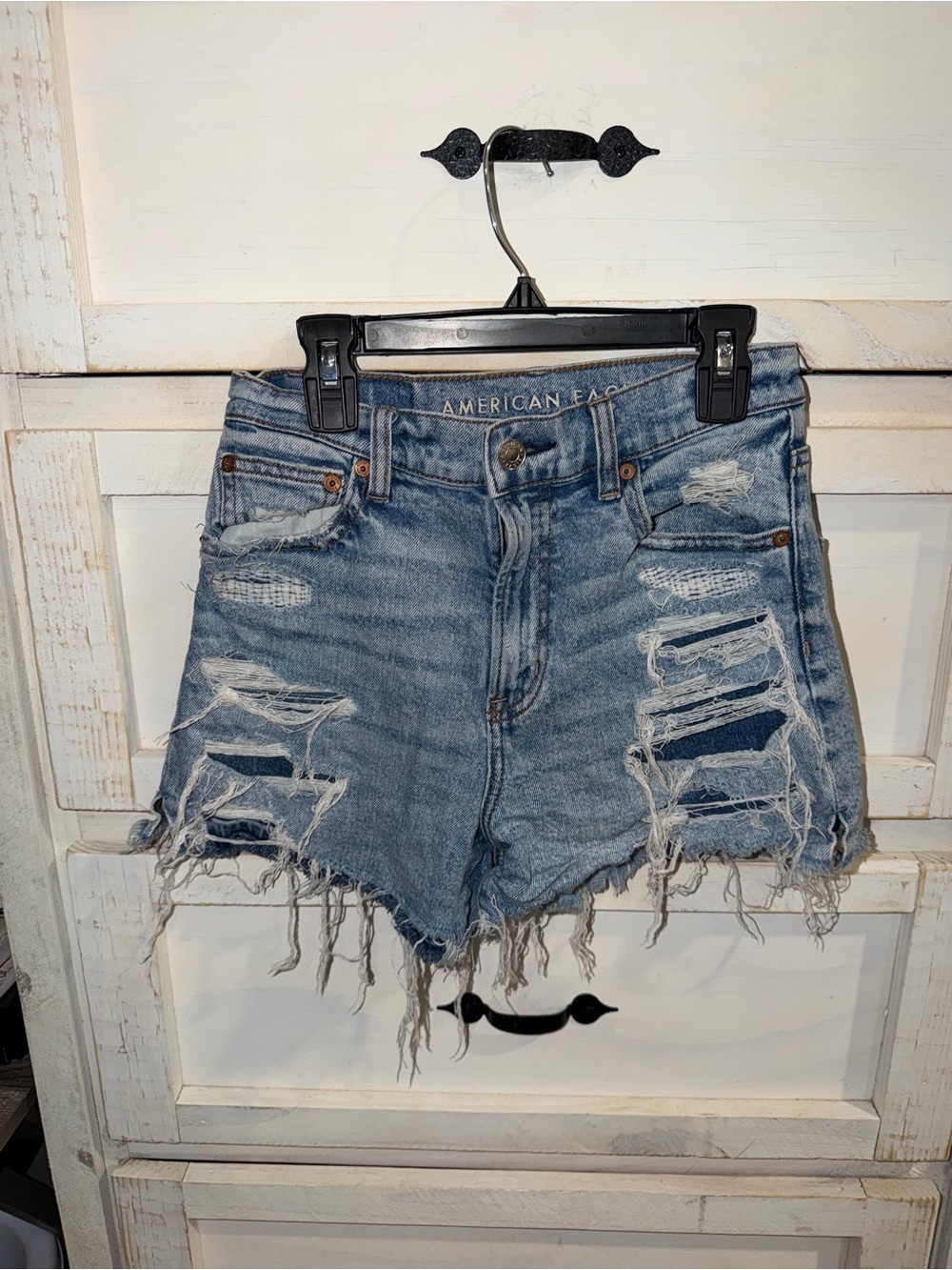 American Eagle Outfitters Light Blue Distressed Denim Cutoff Shorts